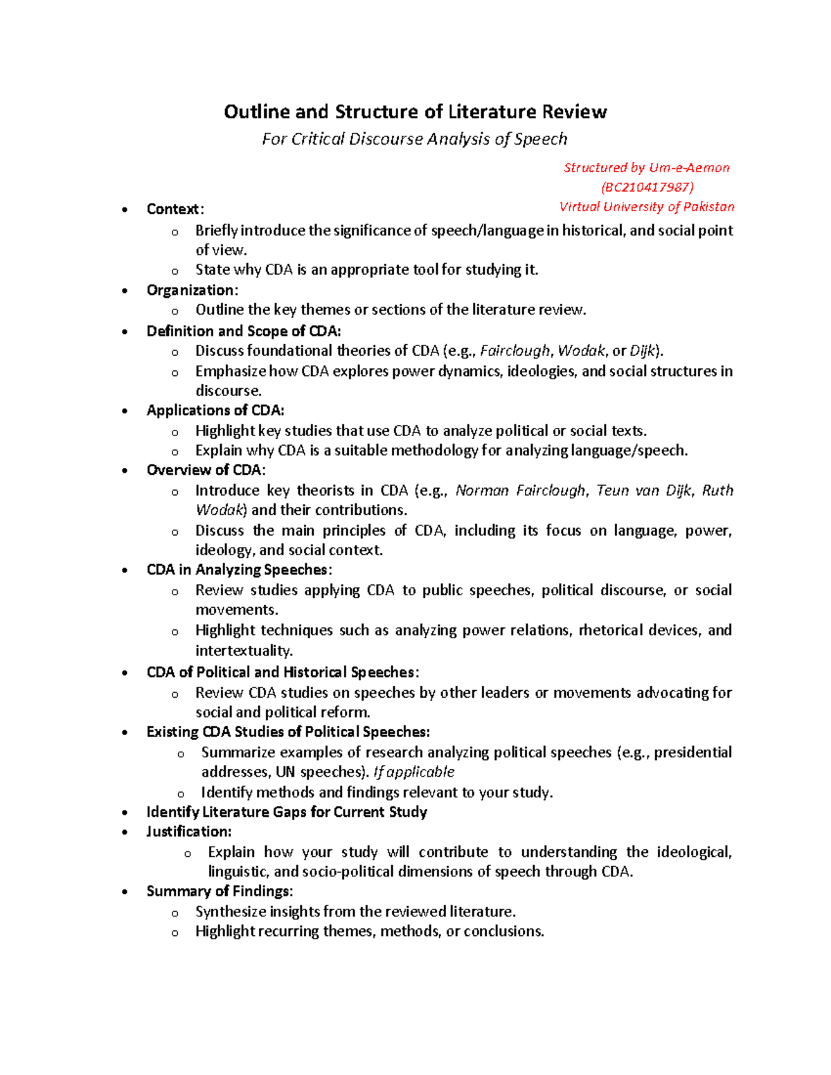 Outline & Structure of Literature Review by Um-e-Aemon - Outline and ...