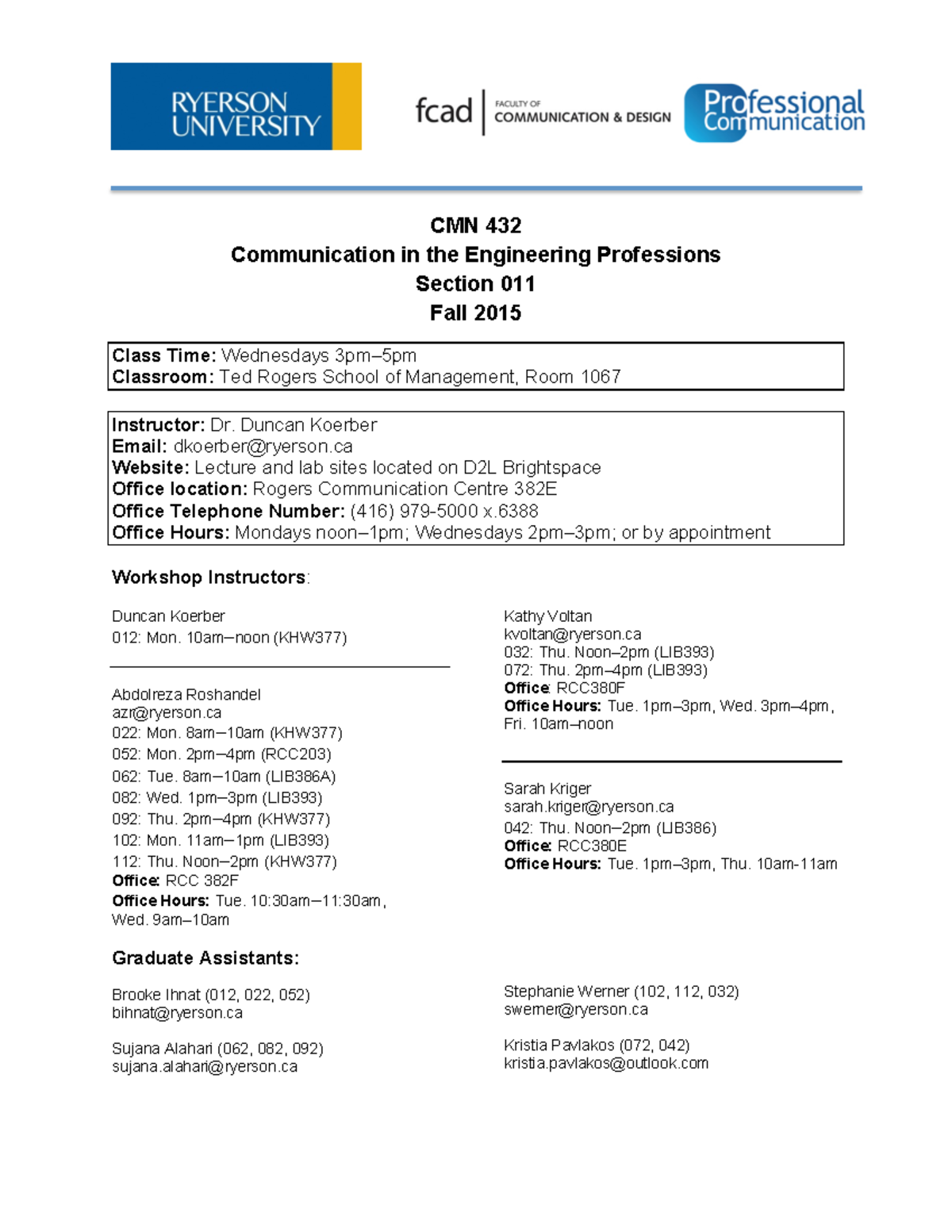CMN432-Fall 2015 Syllabus for Communication in Engineering Professions ...