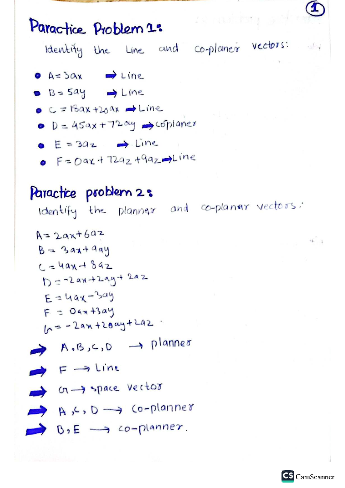 Assignment 1 - Lecture Notes on Vectors and Planes (CS) - Studocu