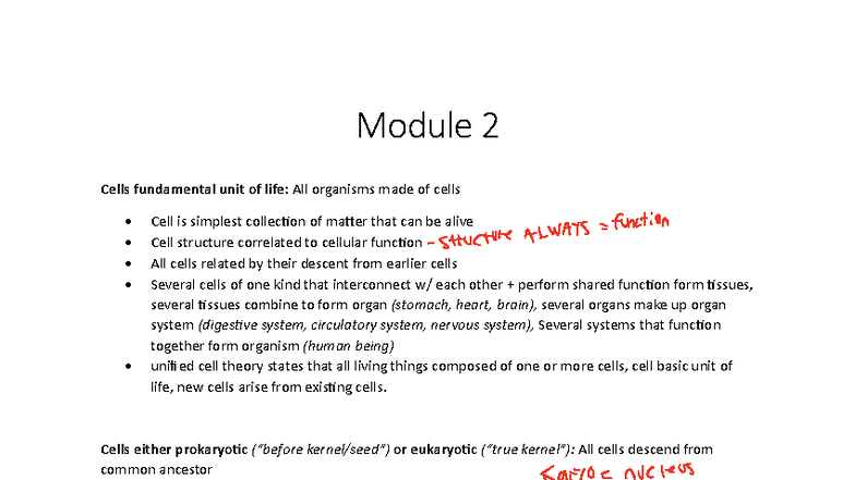 Module 2 - Cells: The Fundamental Unit of Life - Studocu