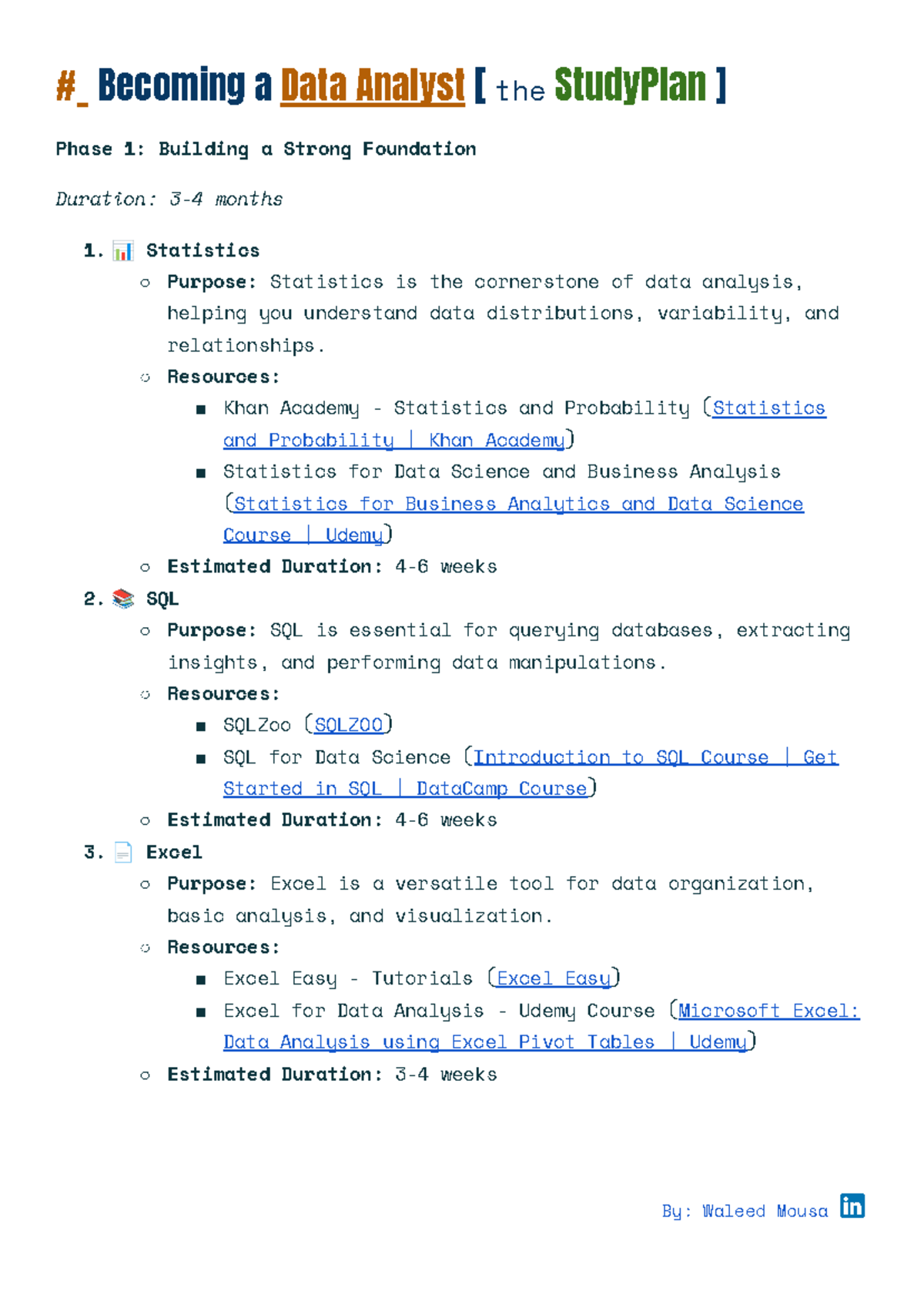 Becoming a Data Analyst - 📊 Statistics Purpose: Statistics is the ...