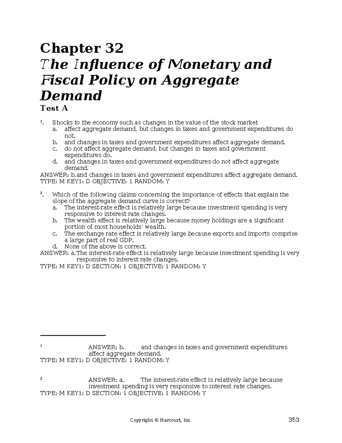 Chapter 32a - The Impact of Monetary & Fiscal Policy on Aggregate ...