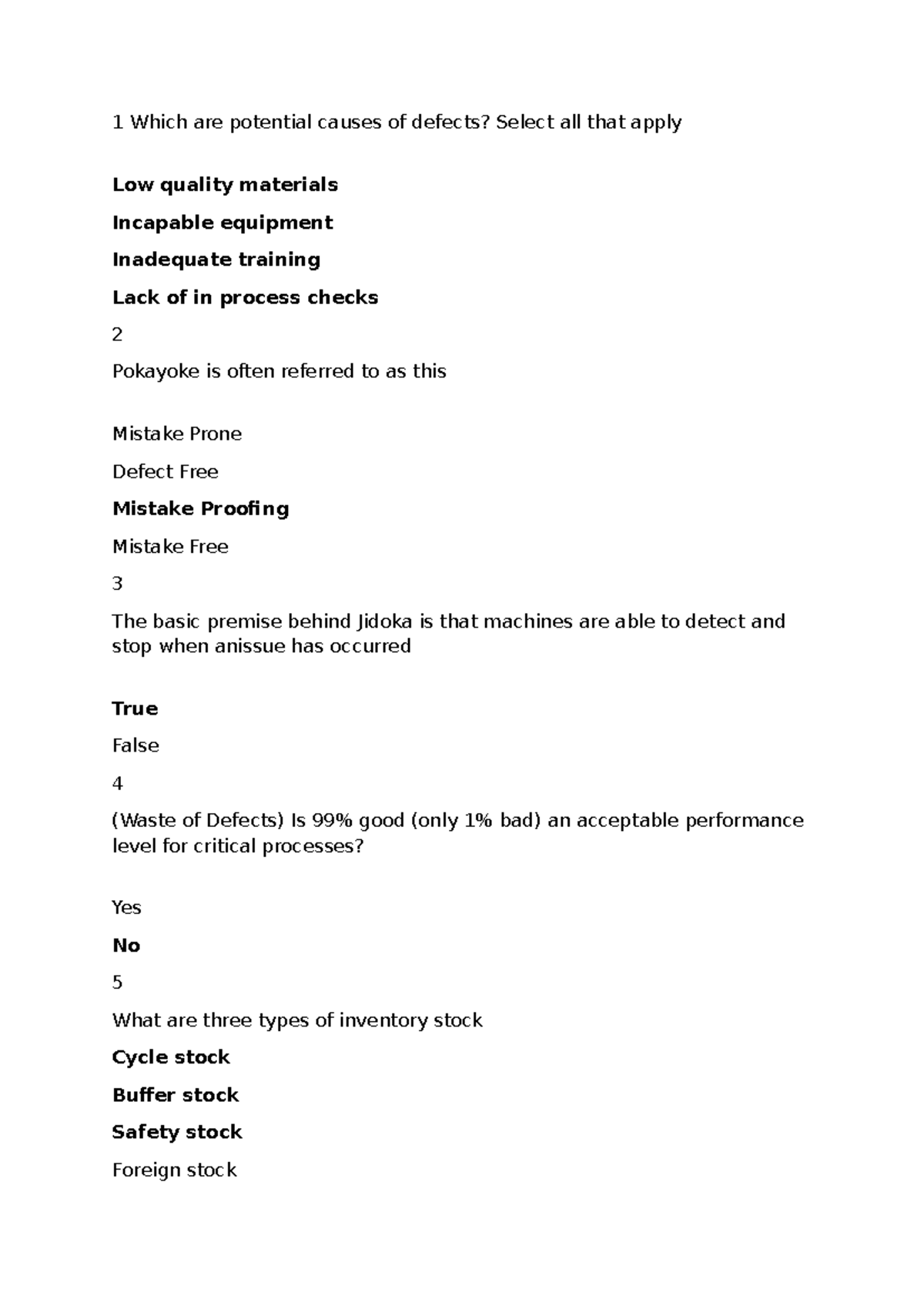 Lean 7 wastes (advanced) - 1 Which are potential causes of defects ...