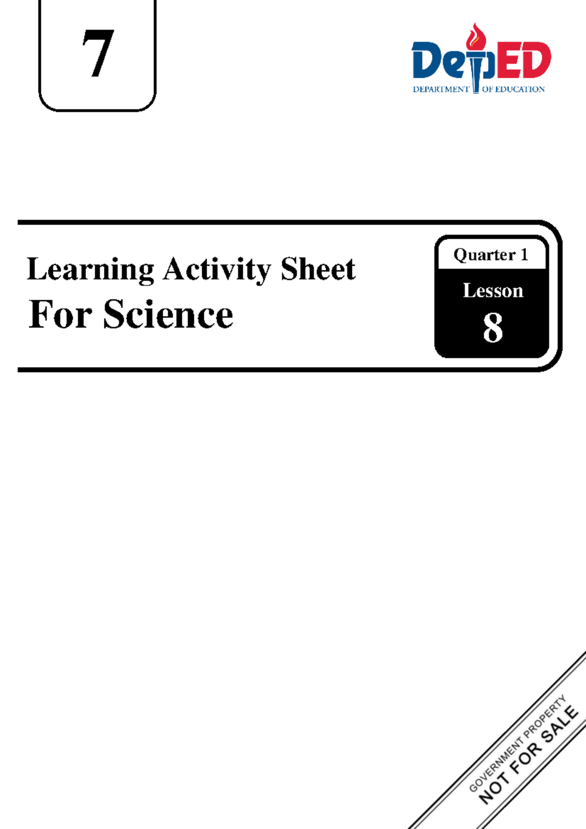 Q1 WS Science 7 Lesson 8: Learning Activity Sheet for Week 8 - Studocu