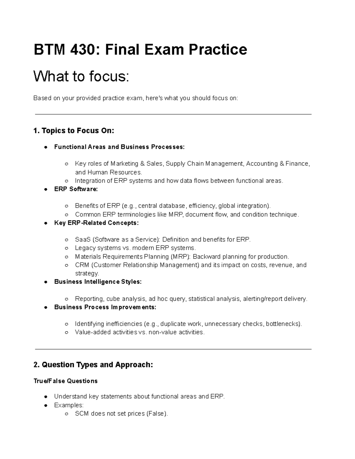 BTM 430 Final Exam Strategy: Key Topics and Study Tips for Success ...