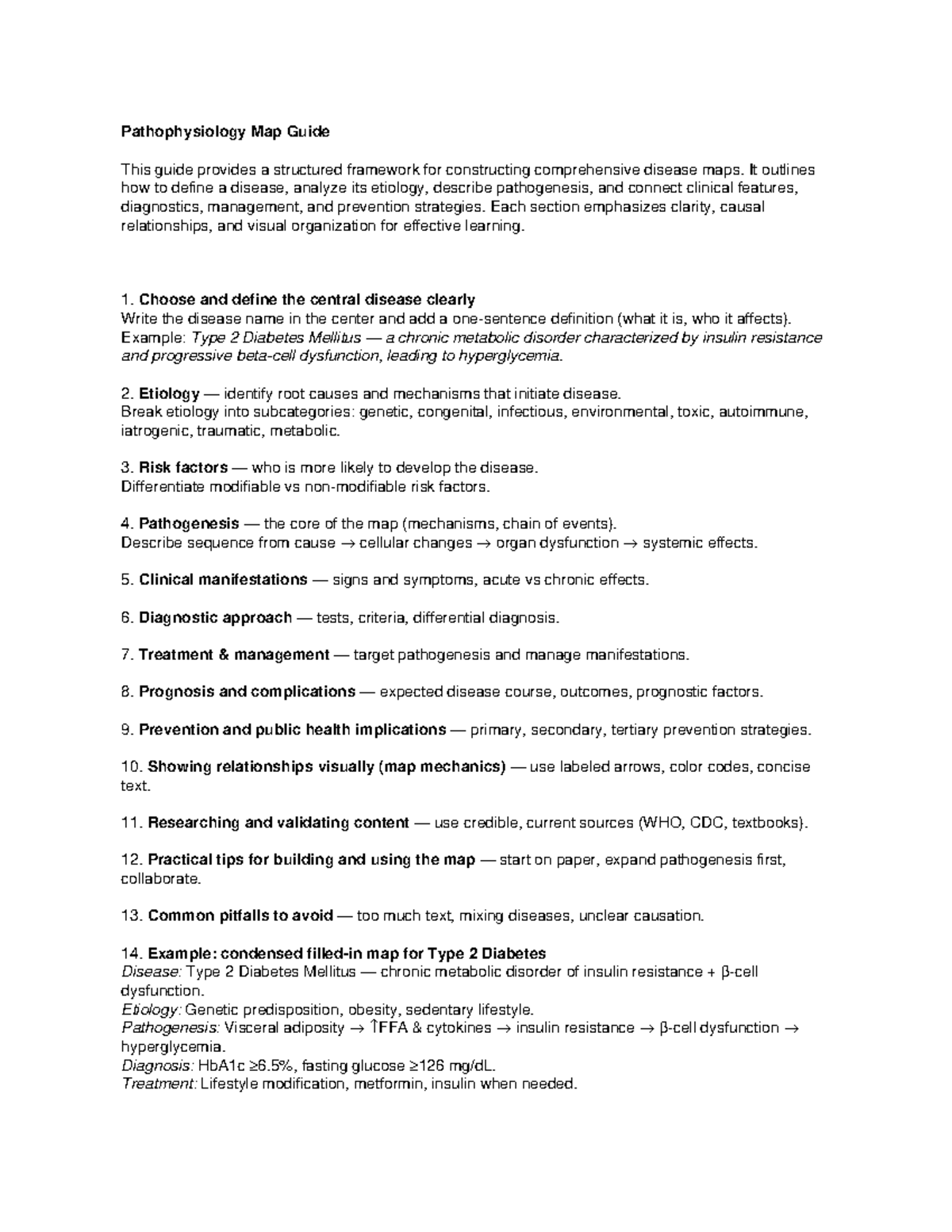 Pathophysiology Map Guide: Constructing Disease Frameworks - Studocu