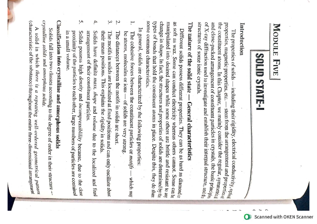 Solid State 1 - Introduction to Properties and Structures of Solids ...