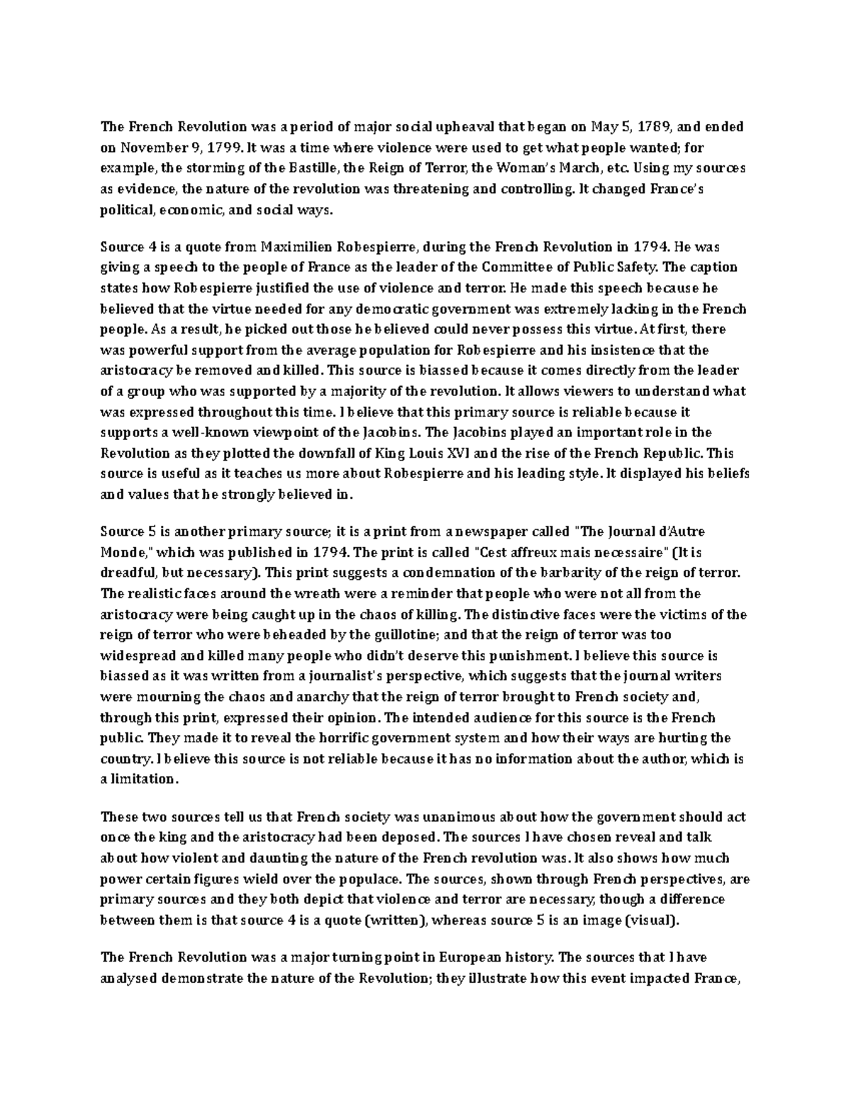 Source Analysis of the French Revolution (HIST 101) - Studocu