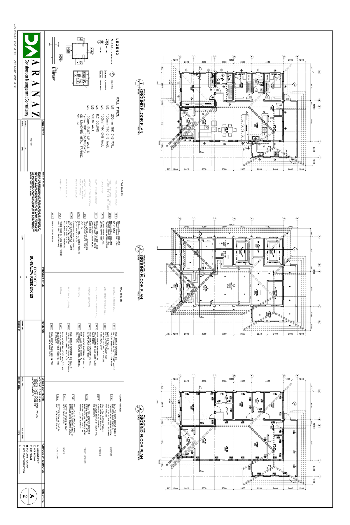 Bungalow Residences Ground Floor Plan & Wall Tagging (10100) - Studocu