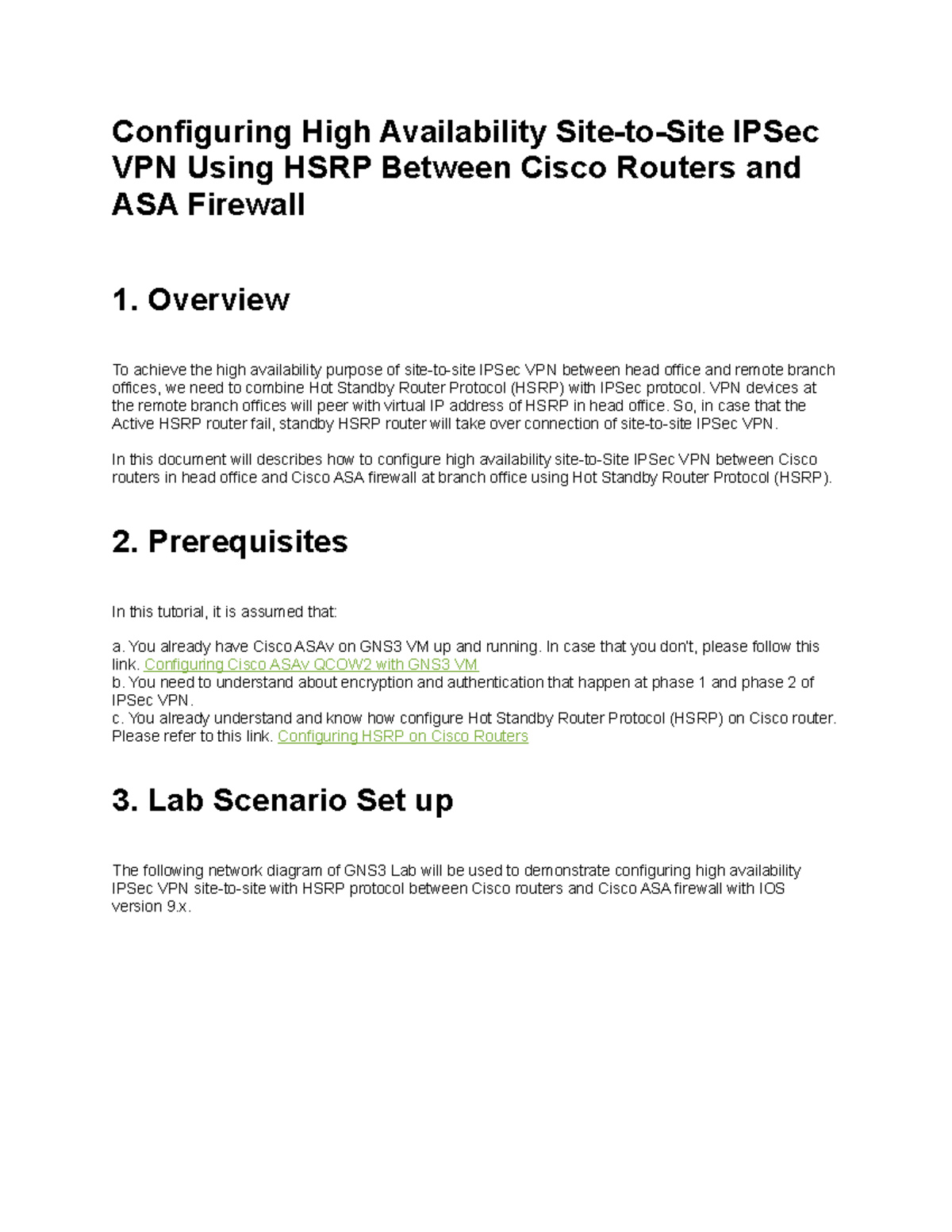 Configuring High Availability IPSec VPN with HSRP: Cisco Routers & ASA ...