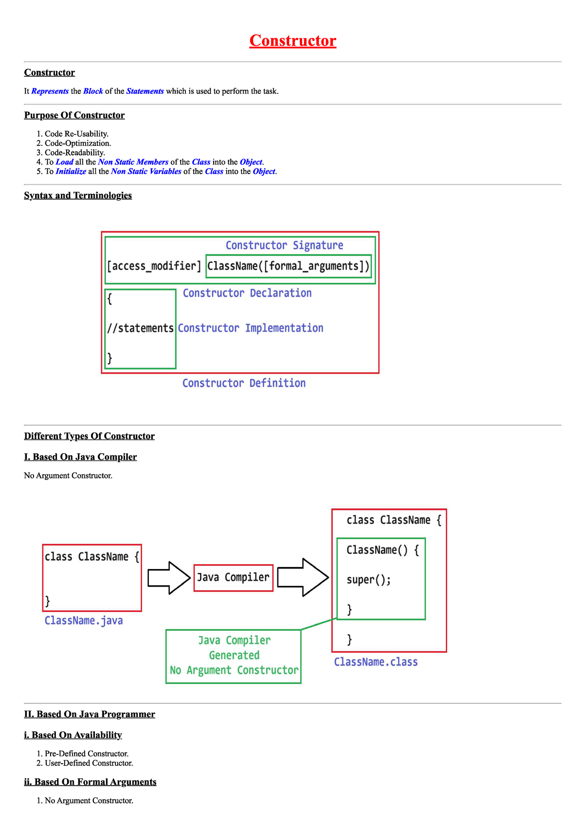 Java Constructors: Purpose, Types, and Call Statements - Studocu
