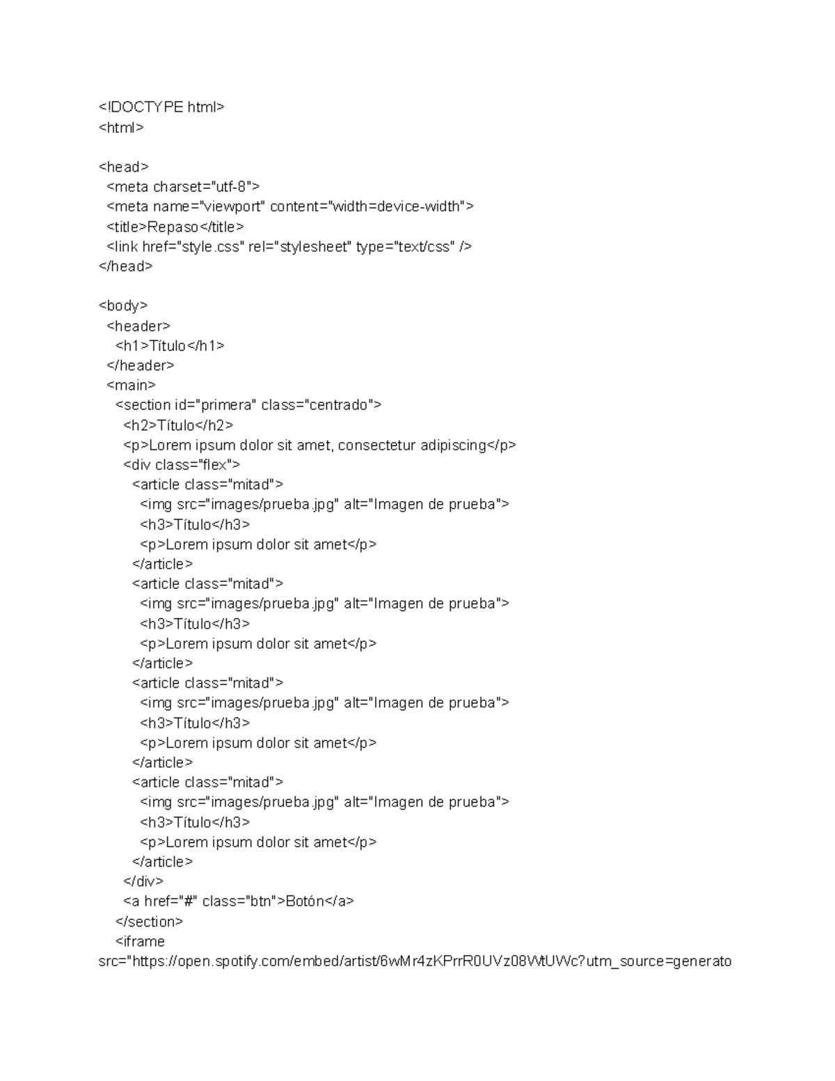 Prueba Multi1 Viernes - Código HTML y CSS Final Exam - Studocu