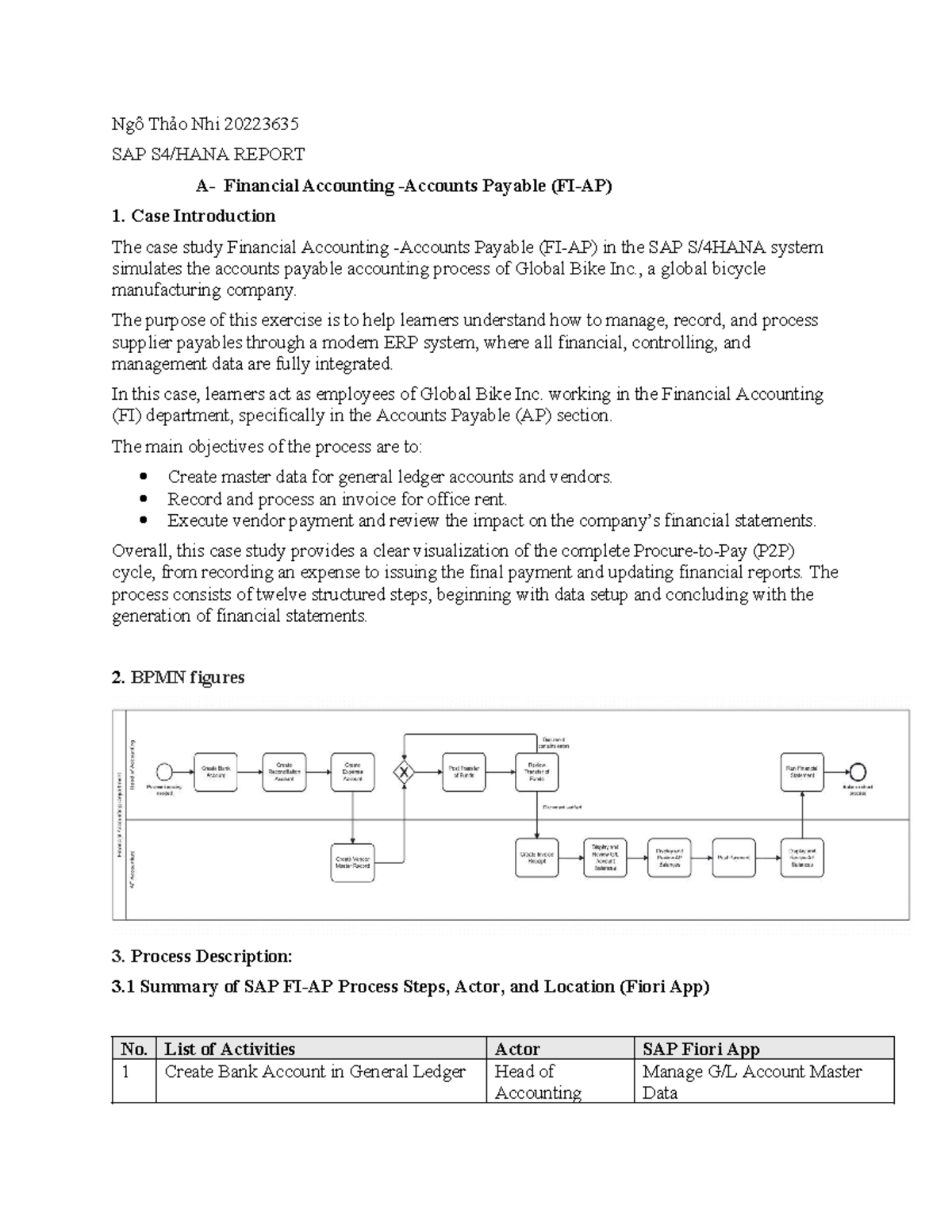 SAP Report: Financial Accounting Payable Case Study (20223635) - Studocu