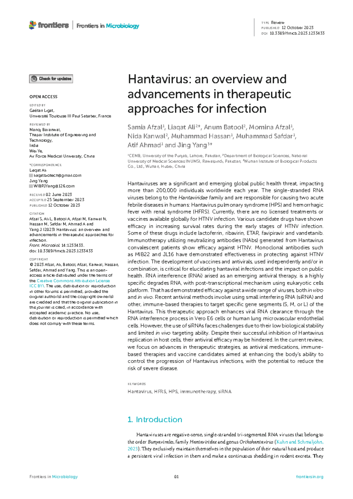 Hantavirus Overview and Therapeutic Advances (2023) - Studocu