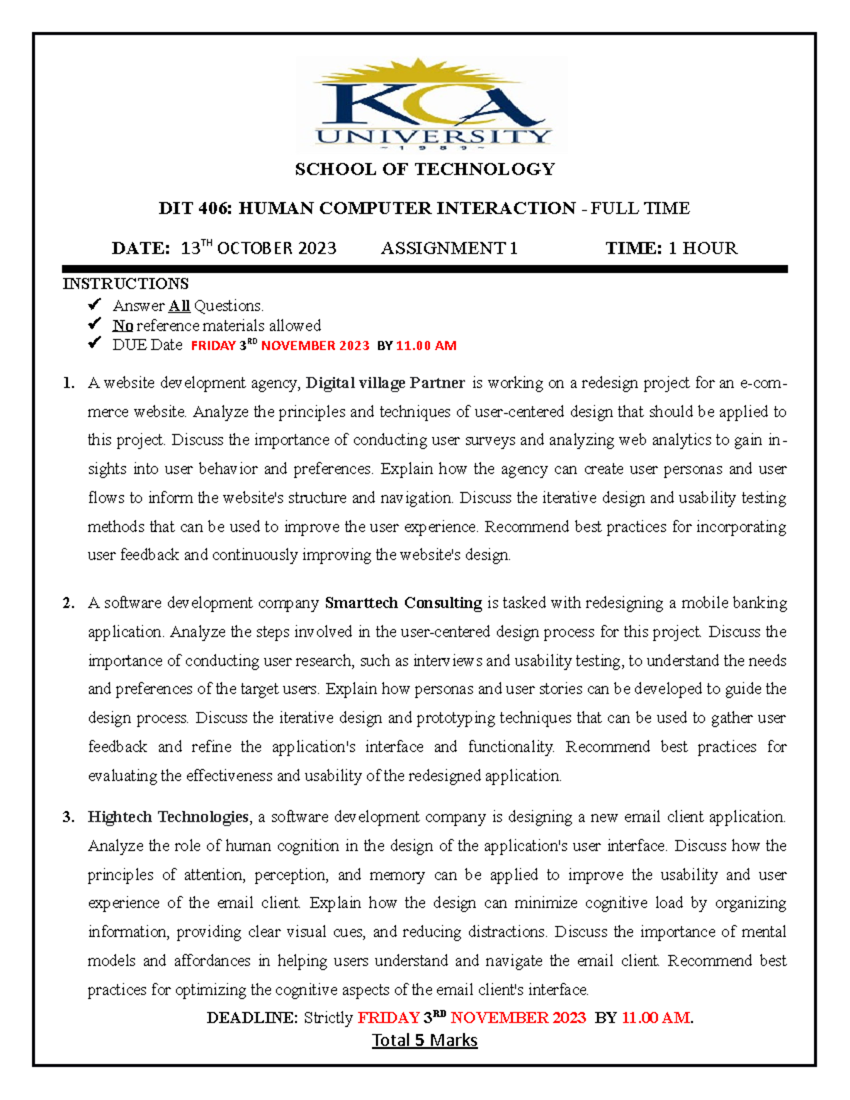 DIT 406 Human Computer Interaction Assignment 1 Analysis & Insights ...
