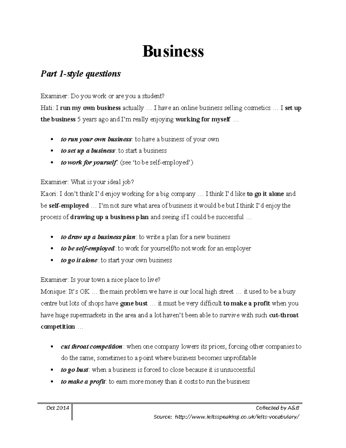 Business Part Questions: Insights on Entrepreneurship and Local Economy ...