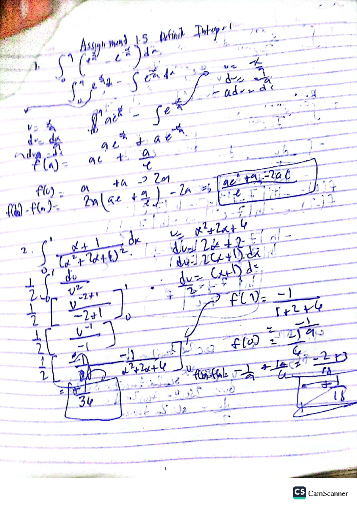 BASIC INTEGRATION EXERCISES - Assignment 1 Definite Integral 1. 1(th 1 ...