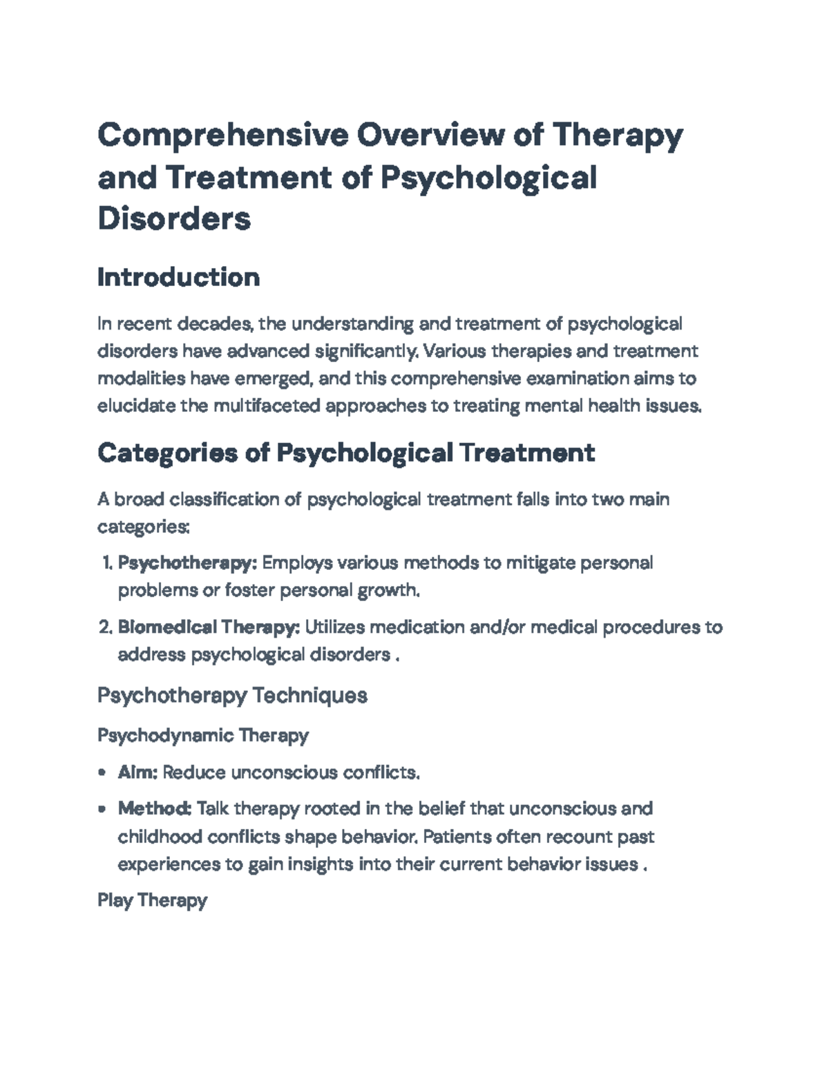 Comprehensive Overview of Therapy for Psychological Disorders ...