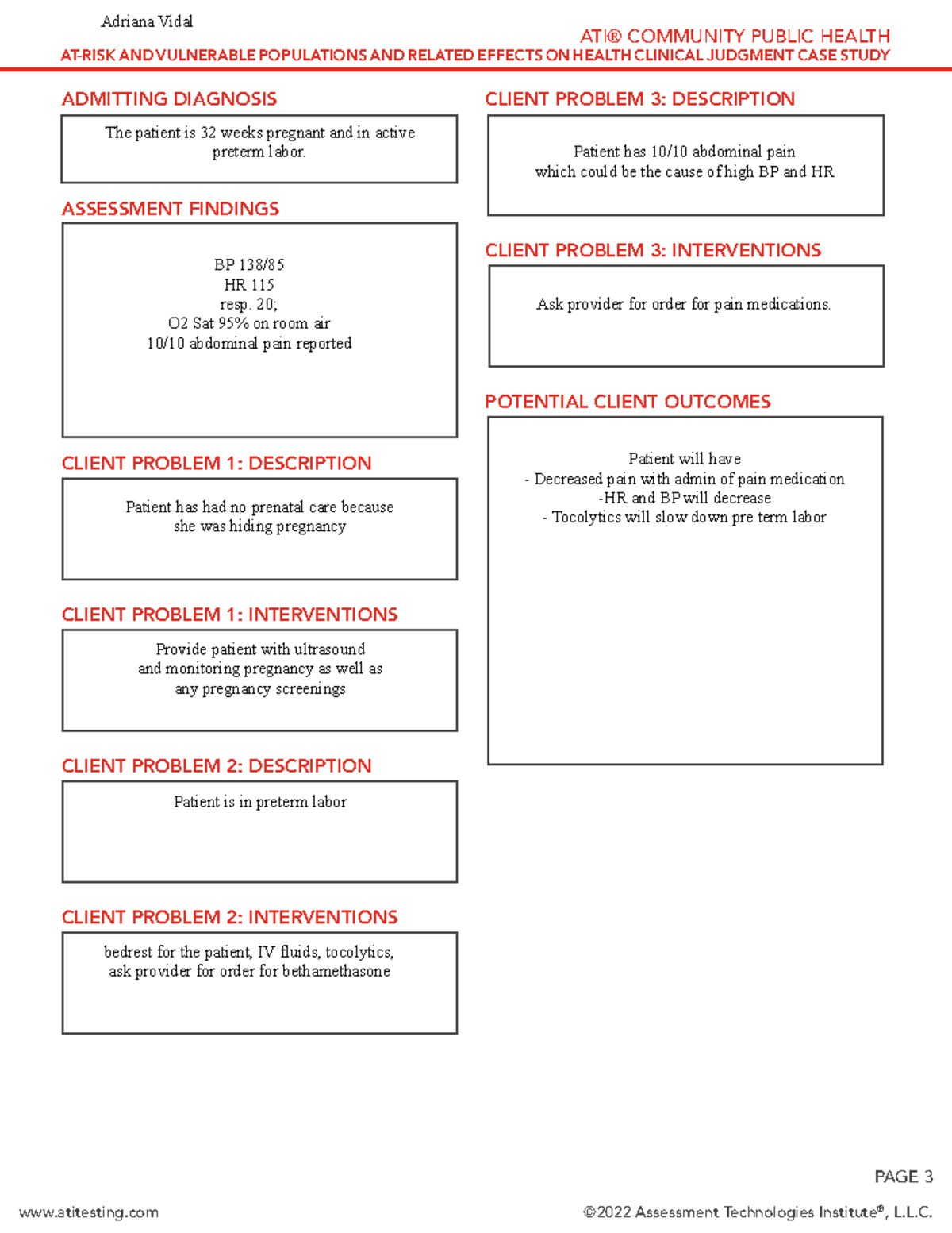 ATI Engage Community Public Health Clinical Judgment Case Study on At ...