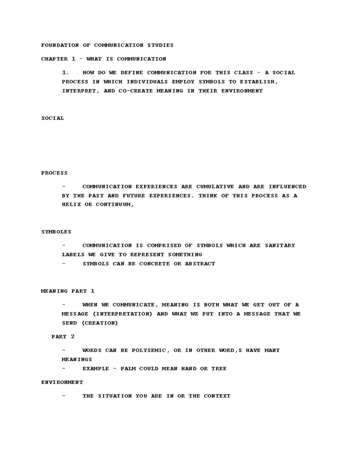 SPCM 130: Foundations of Communication Studies - Chapter 1 Overview ...
