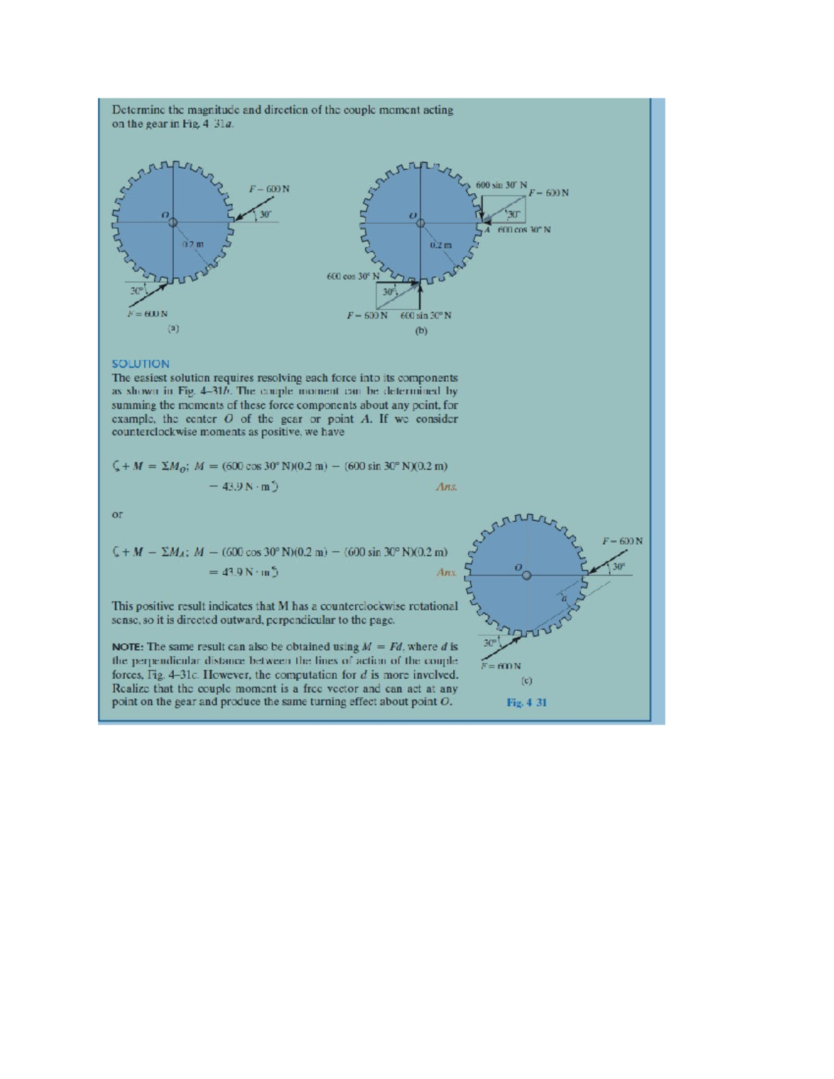 Statics - Couple Moments and Force Analysis Notes - Studocu