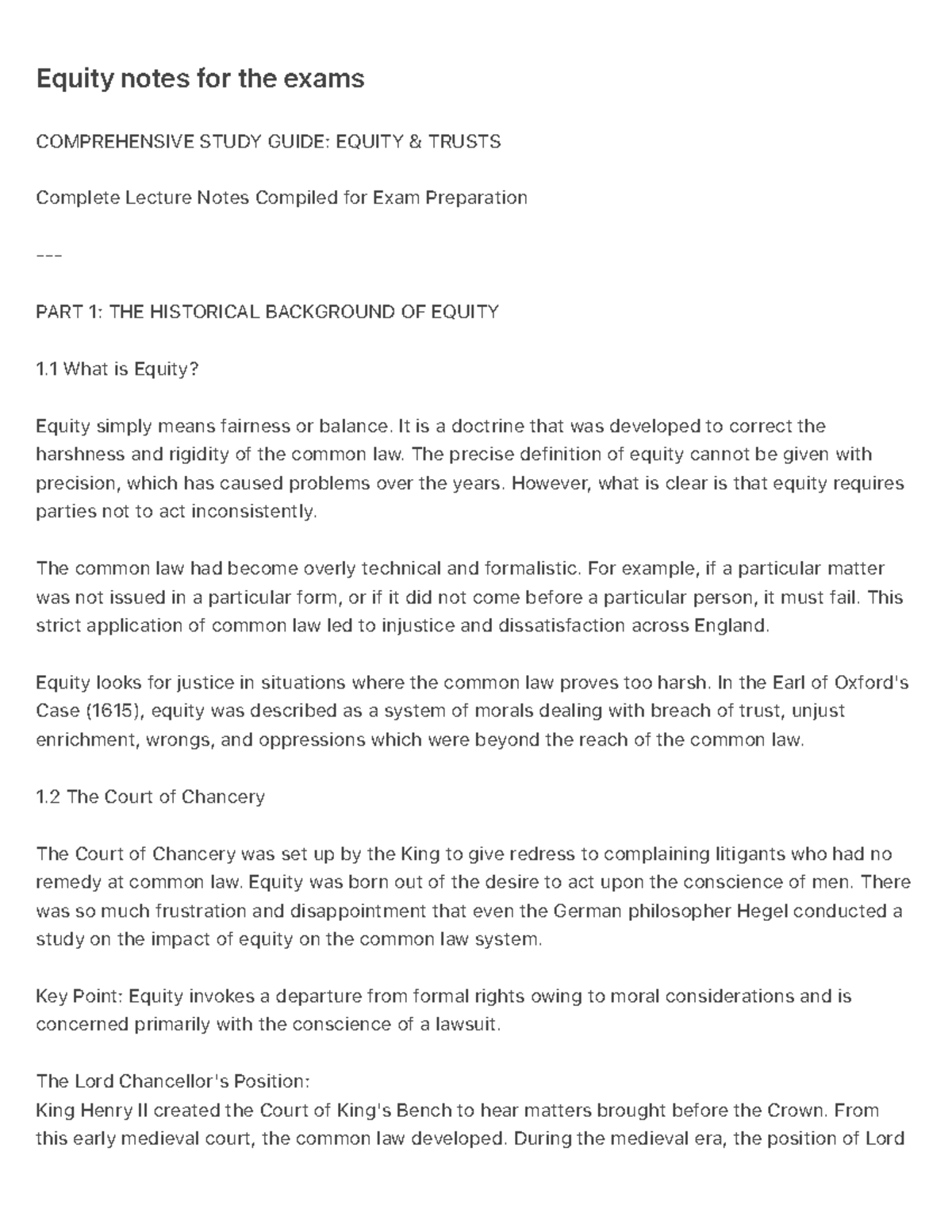 COMPREHENSIVE STUDY GUIDE: EQUITY TRUSTS Lecture Notes for Exam Prep ...