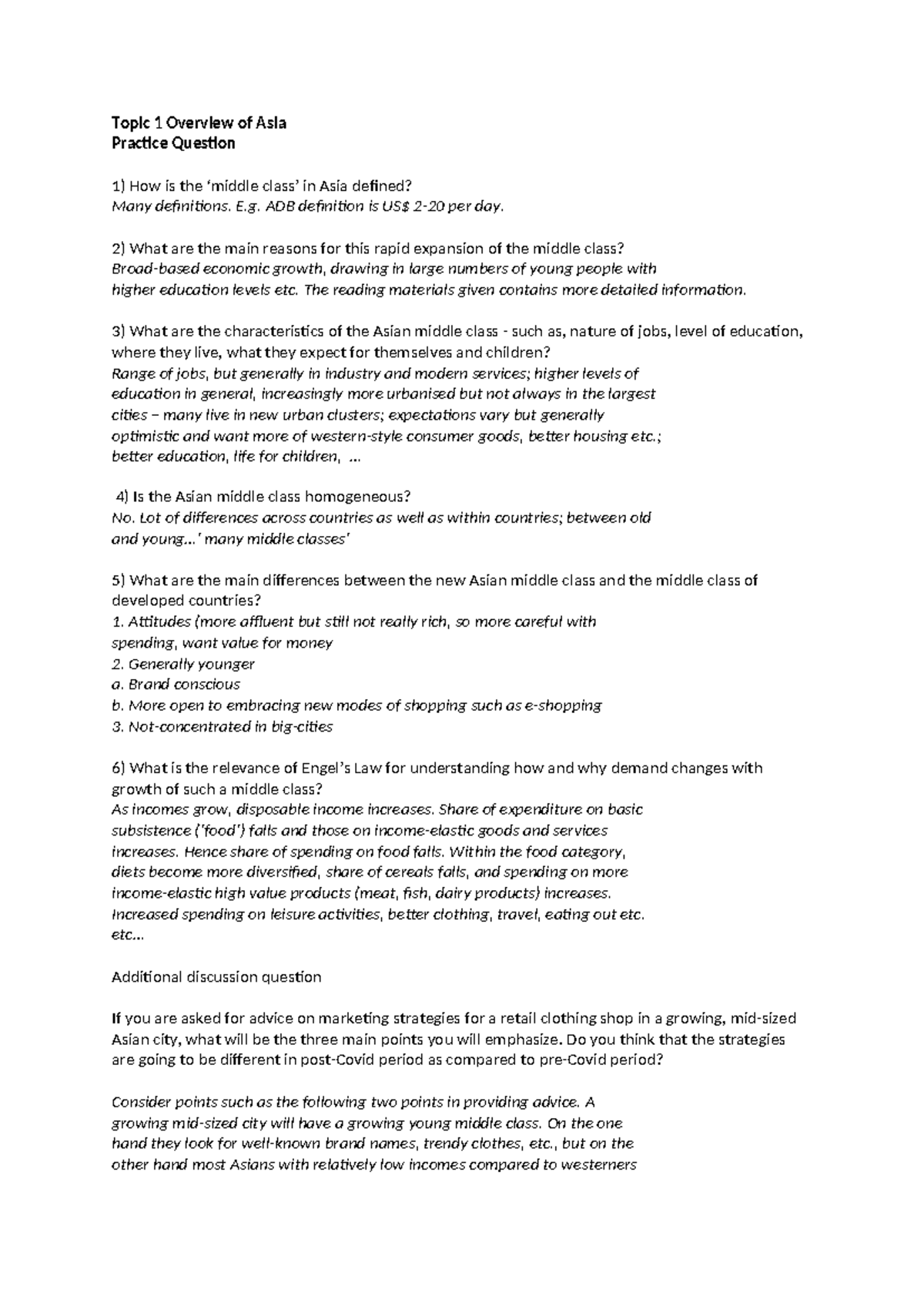 Topic 1: Overview of Asia Practice Questions - Suggested Solutions ...