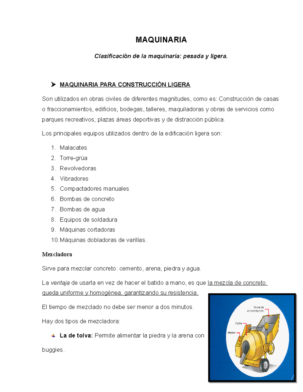 Título: Clasificación de Maquinaria Pesada y Ligera para Construcción - Document Preview