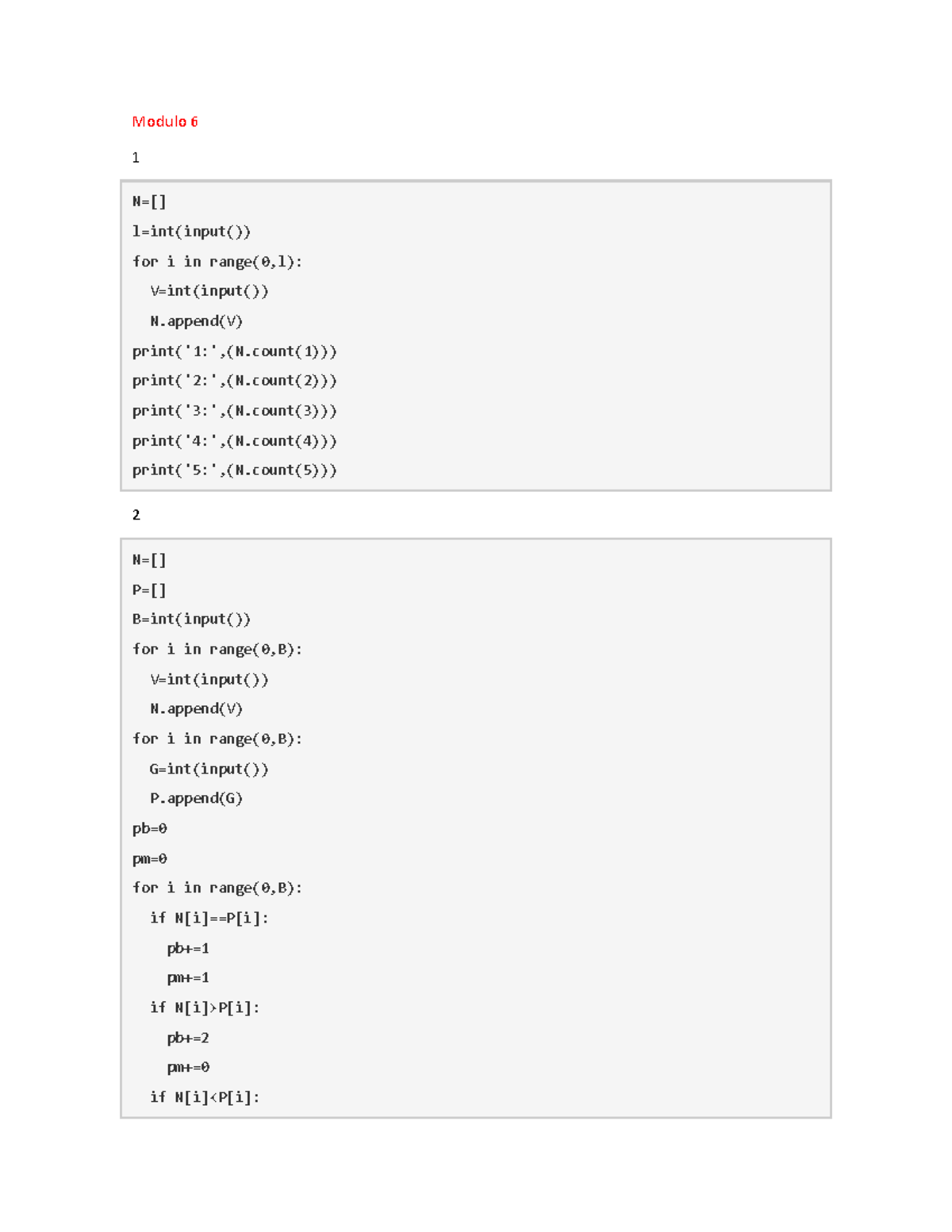 Modulo 6 y 7: Ejercicios de Programación en Python - Studocu