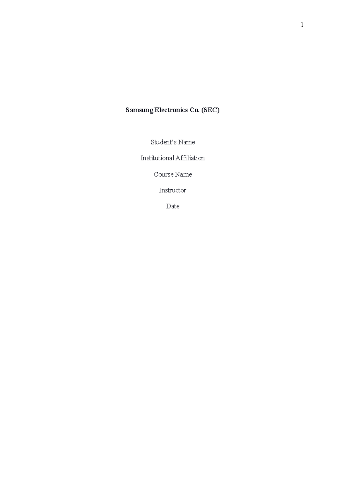 Case Study Analysis of Samsung Electronics Co. (SEC) - Studocu