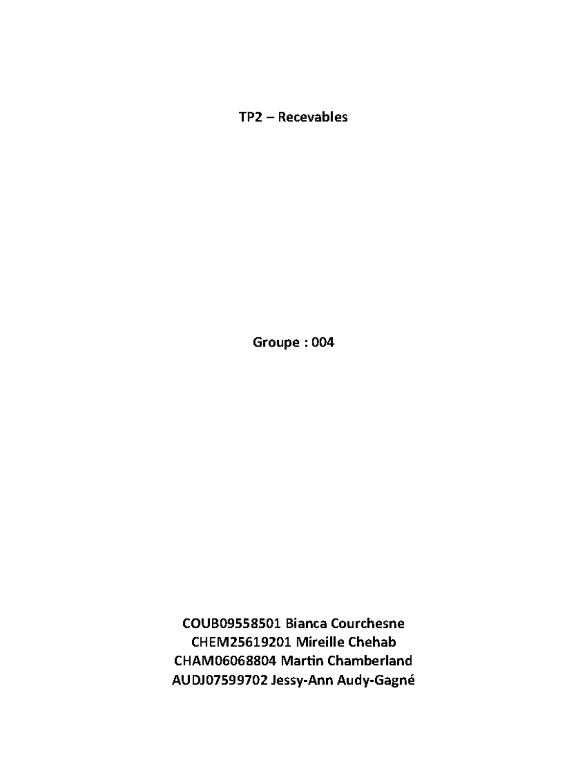 Réponse TP2 - Première partie du Travaux Pratiques 1 - TP2 – Recevables ...