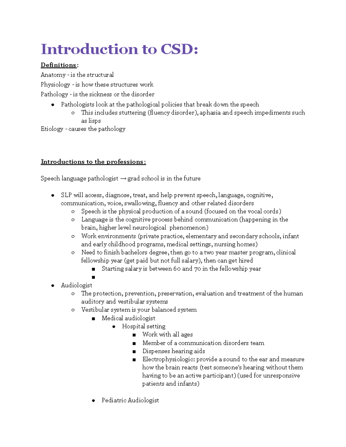 CSD 101: Detailed Lecture Notes on Speech and Hearing Mechanisms - Studocu