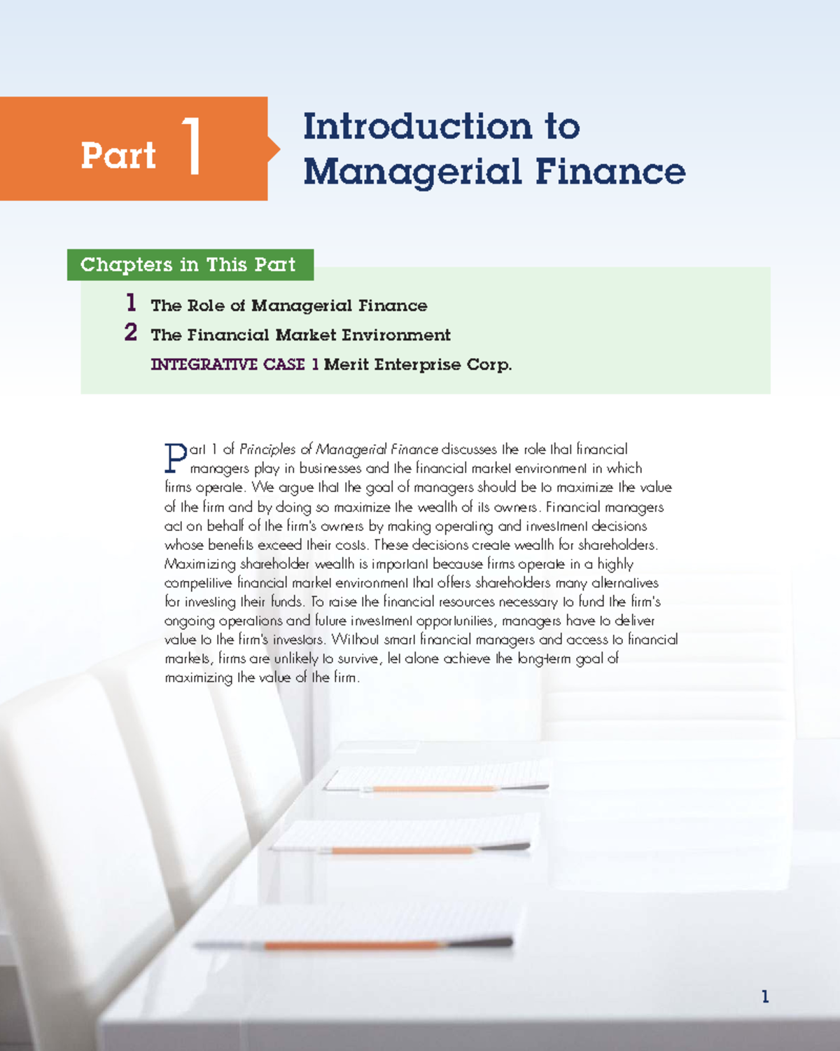 Part 1: Introduction to managerial finance - The role of financial ...