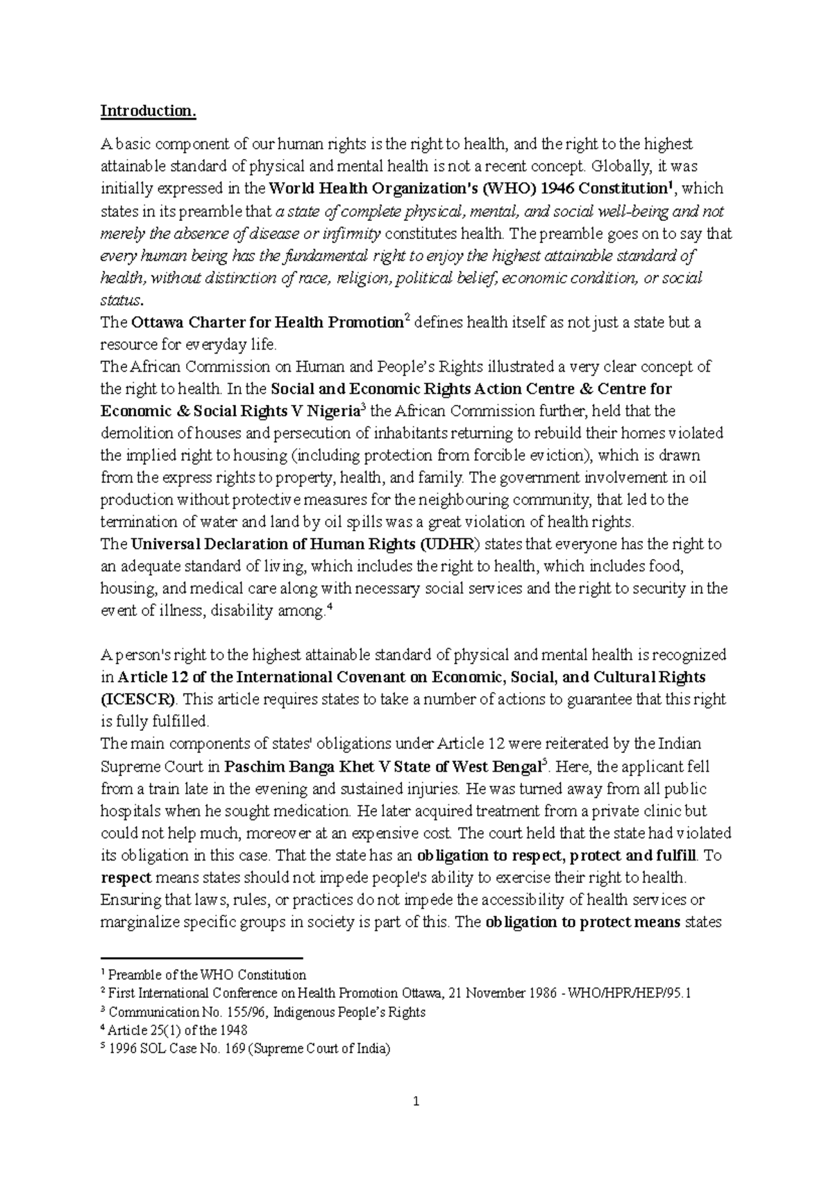 Health LAW Coursework - Notes on the Right to Health - Studocu