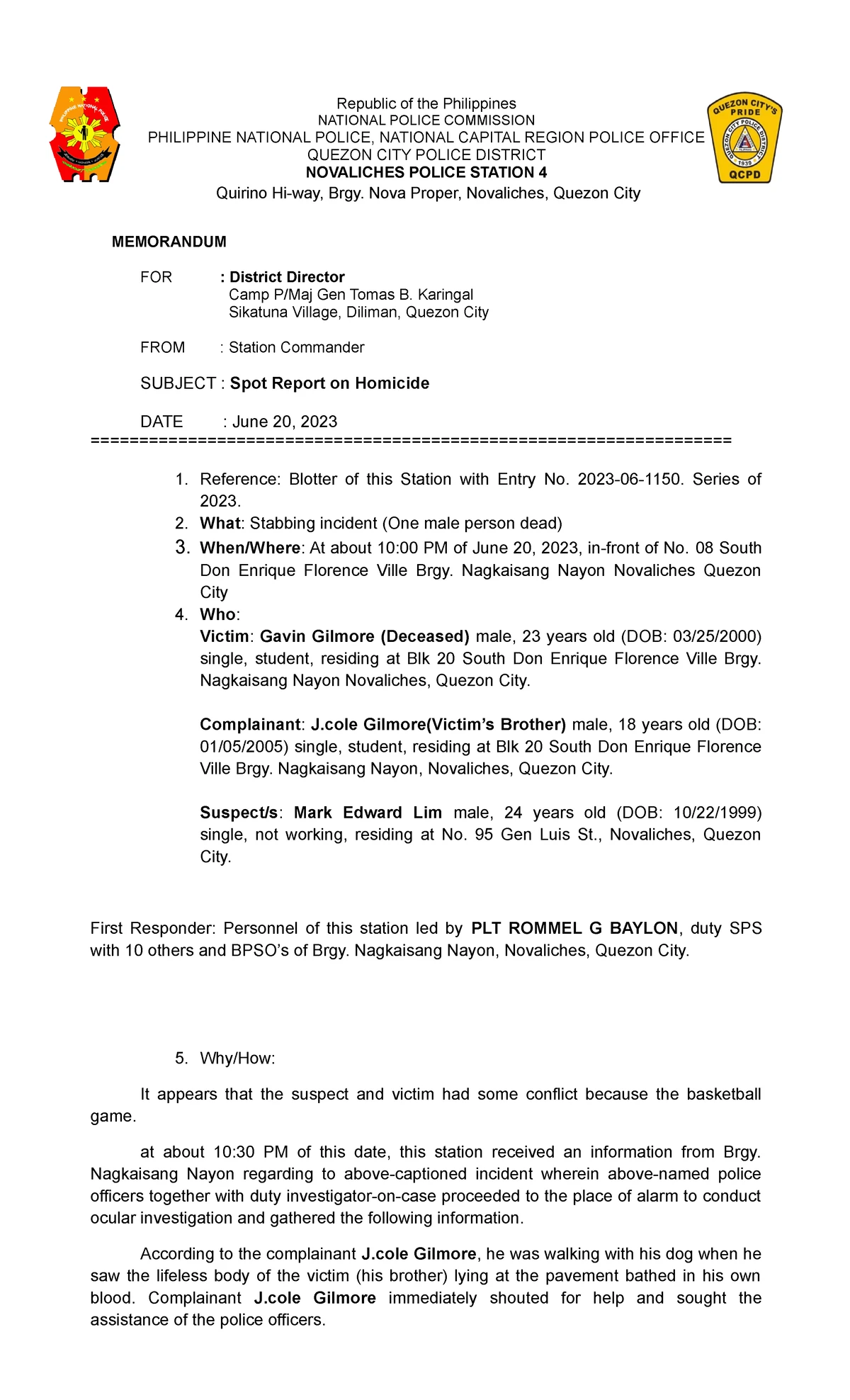 CSI Form 4 SOCO Report Guidelines and Evidence Inventory - Studocu