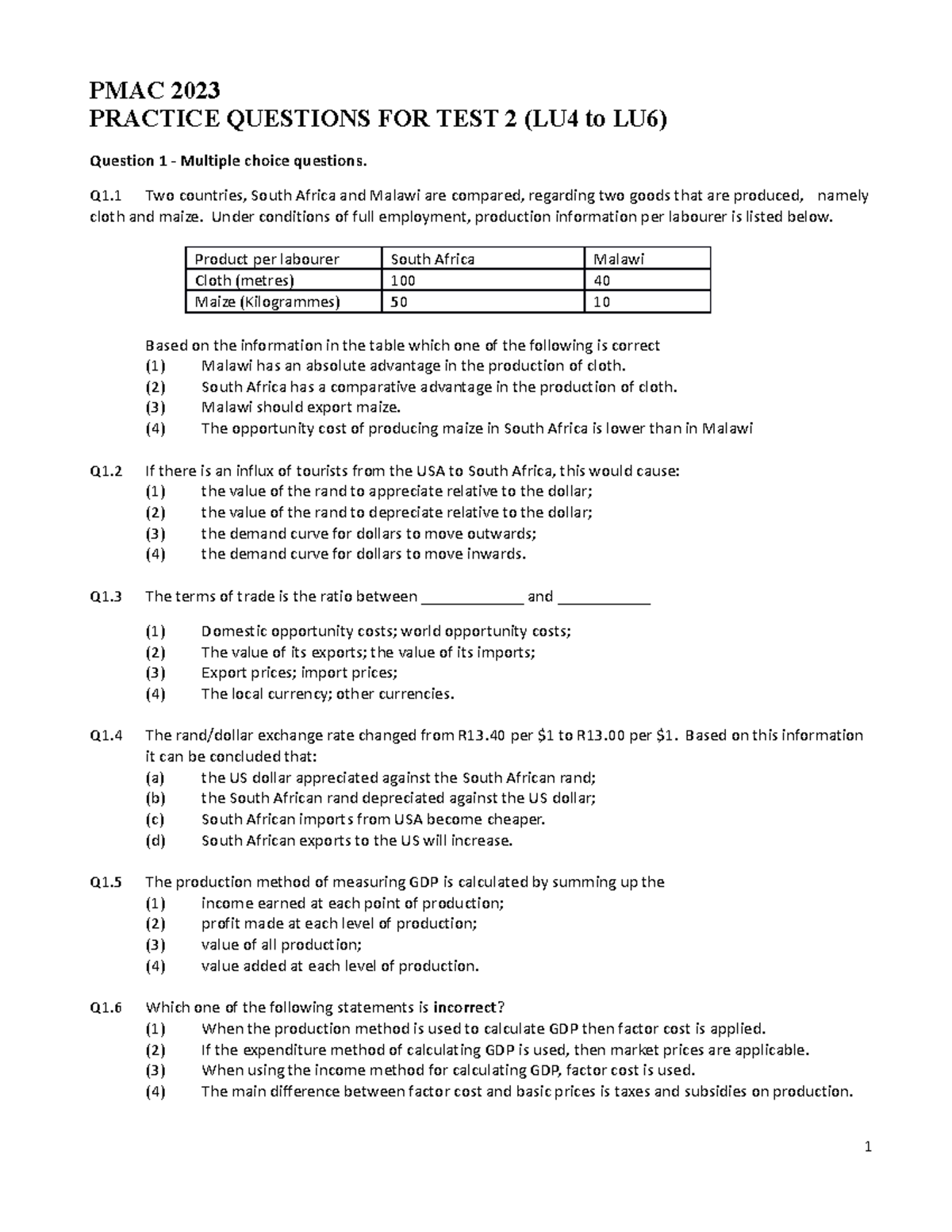 PMAC Test 2 Practice Questions (LU4 to LU6) - 2023 Edition - Studocu