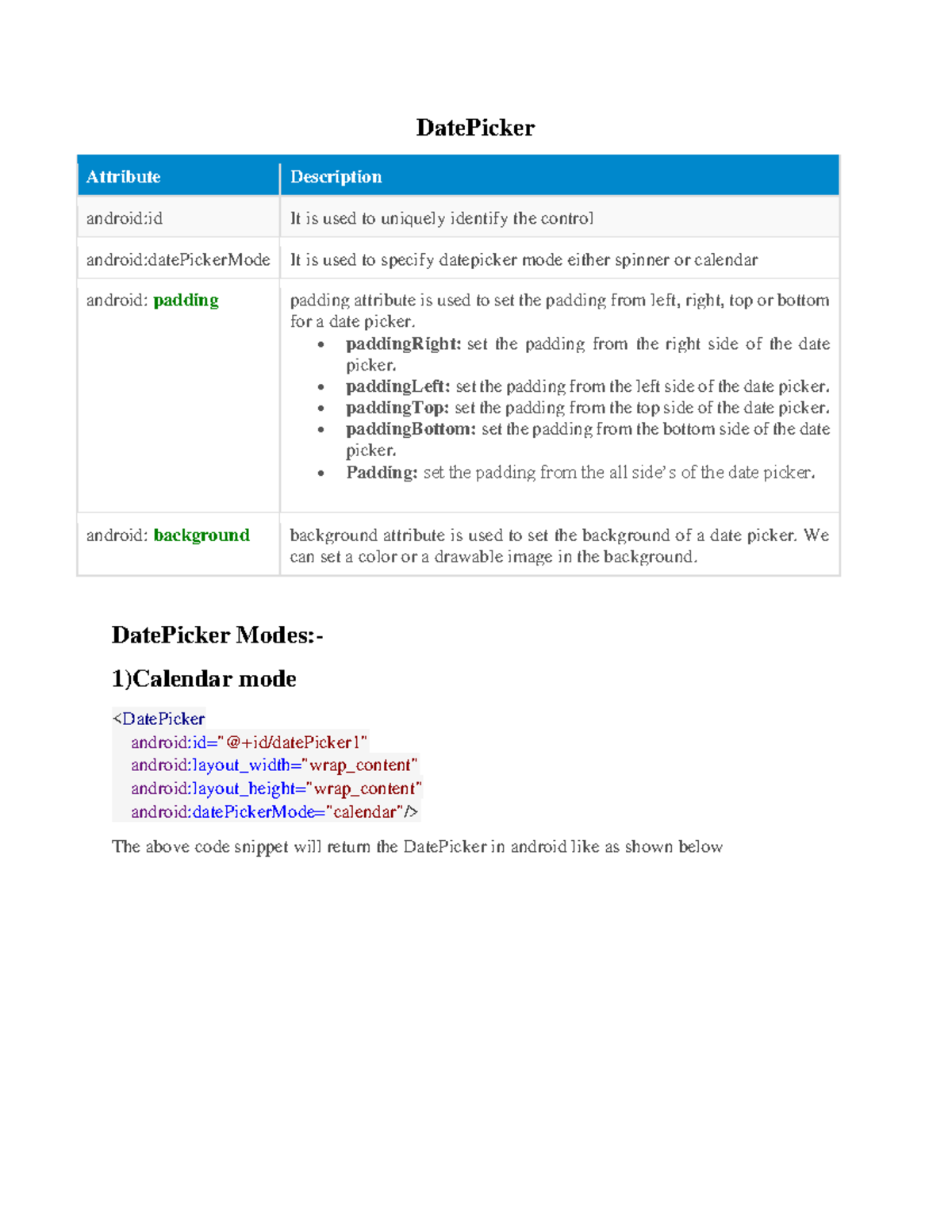 Android Date Picker Overview & Implementation Guide (Module: CS101 ...