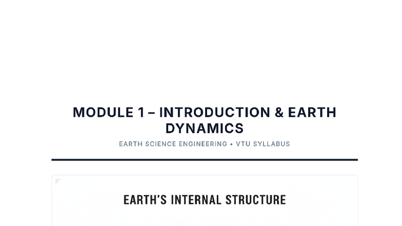 MODULE 1: Introduction to Earth Dynamics in Earth Science (VTU) - Studocu