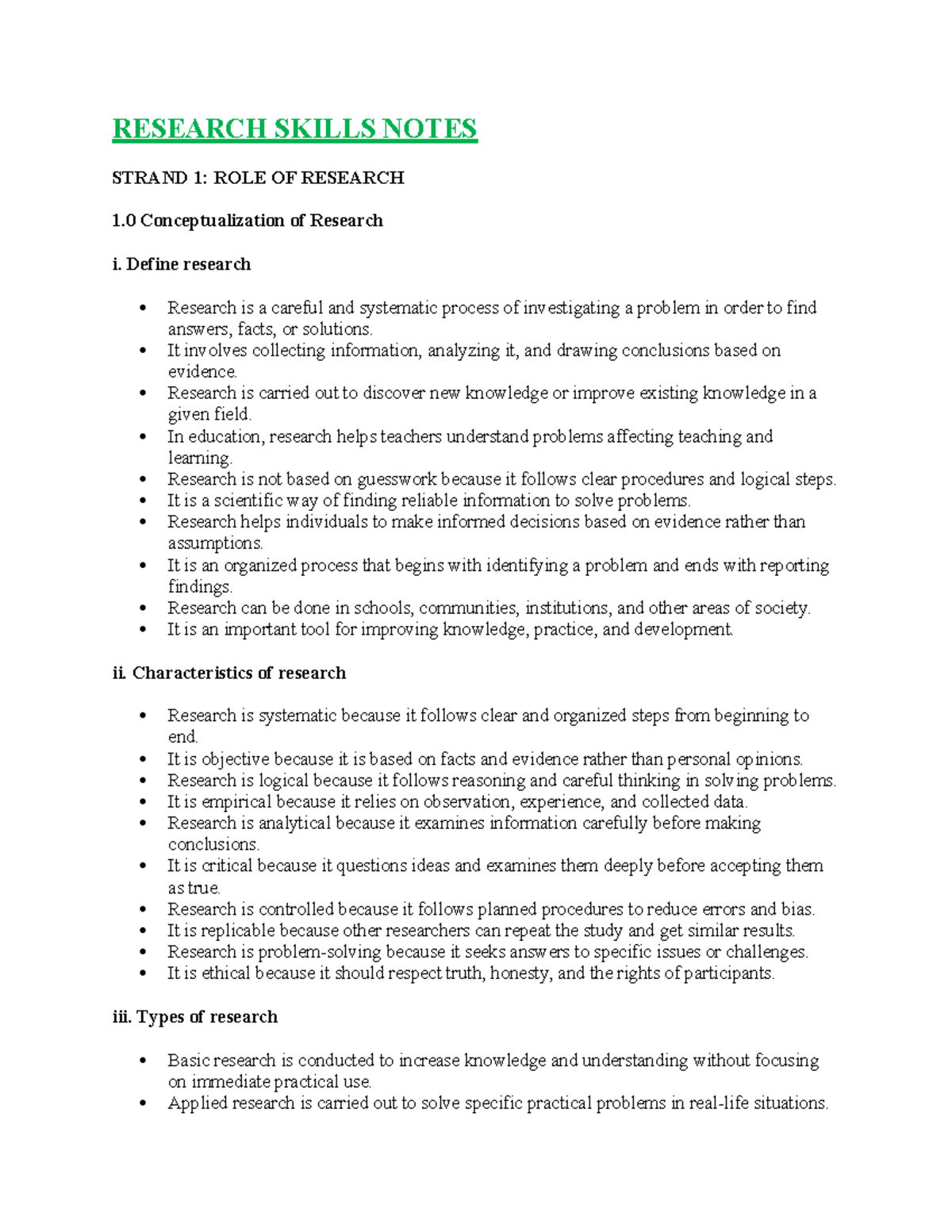 Research Skills Notes: Understanding the Role and Procedures of ...