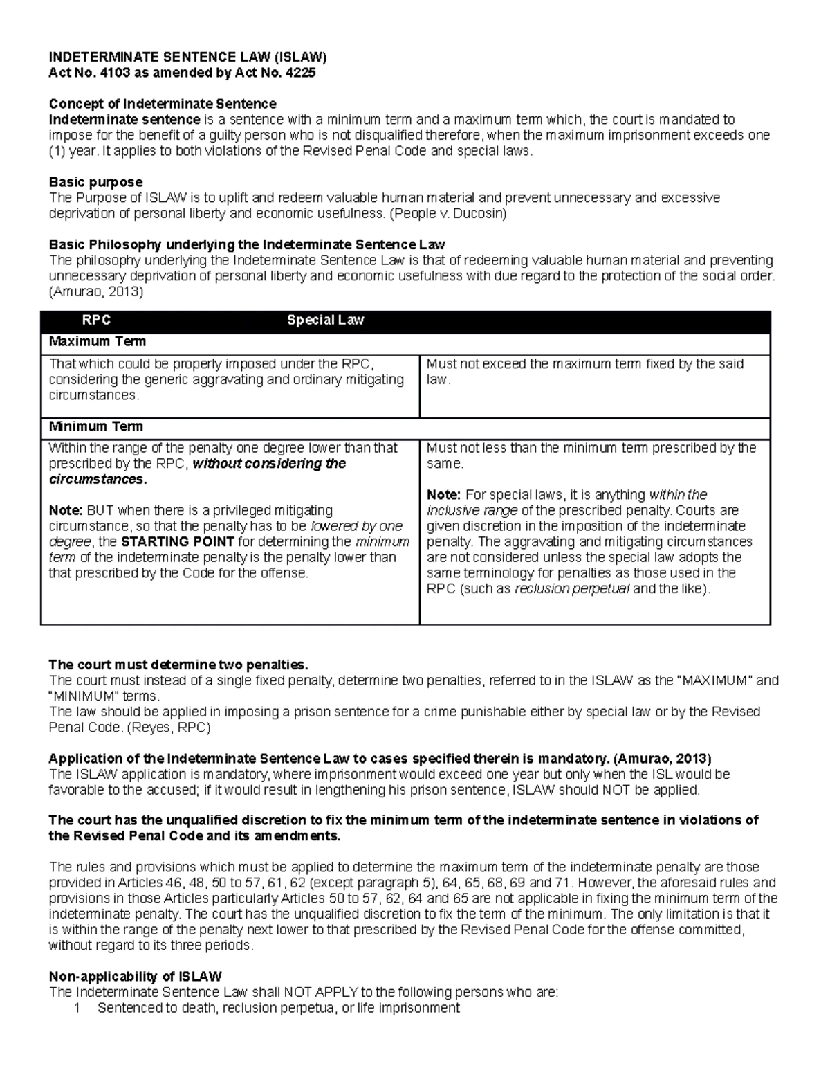 Indeterminate Sentence Law Simplified - OUTLINING THE INDETERMINATE ...