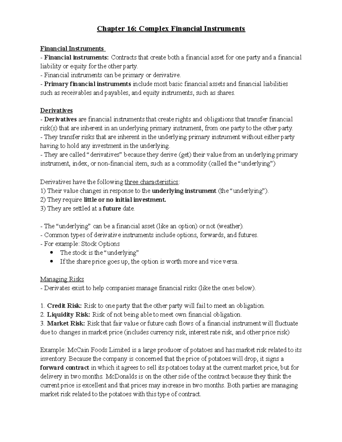 Chapter 16 - Understanding Complex Financial Instruments and ...