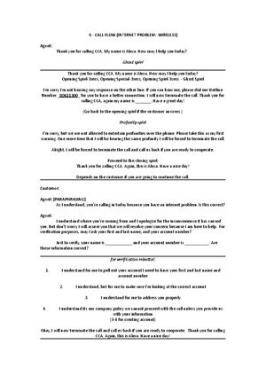 A2 slow internet call flow - SLOW-INTERNET- CALL FLOW Agent: Thank you ...
