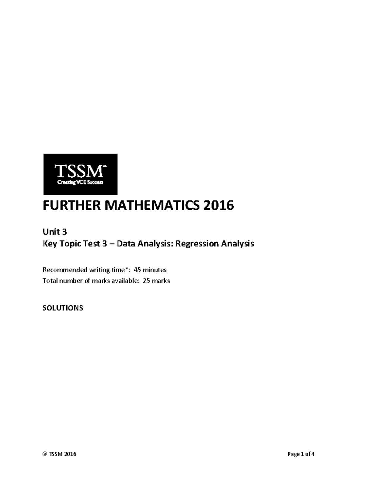 2016 FMPKTT3 Regression Analysis Solutions and Explanations - Studocu