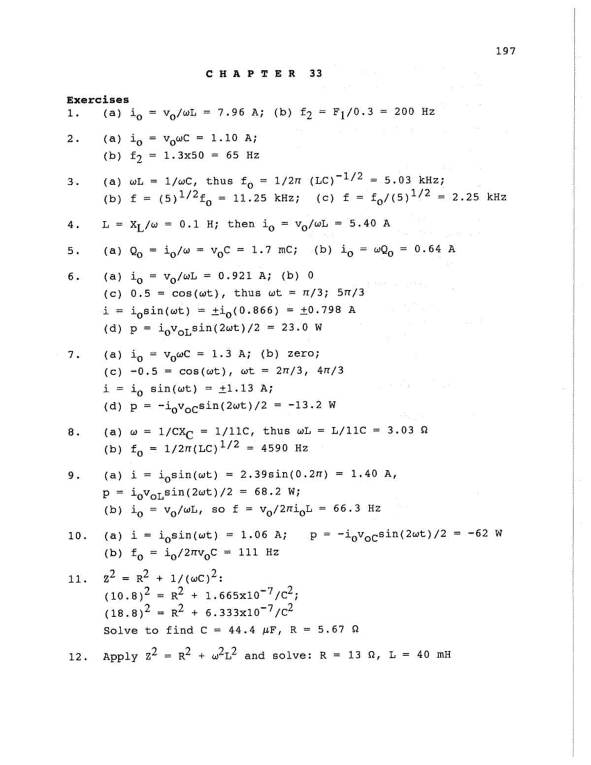 197 RLC Circuits CHAPTER 33 Exercises Solutions - Studocu