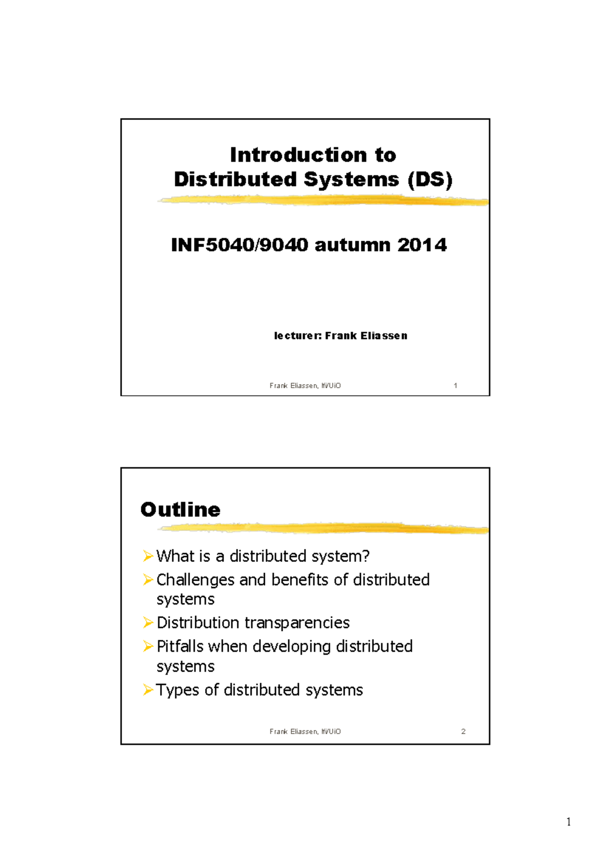 Introduction to Distributed Systems (DS) - Lecture Notes Autumn 2014 ...