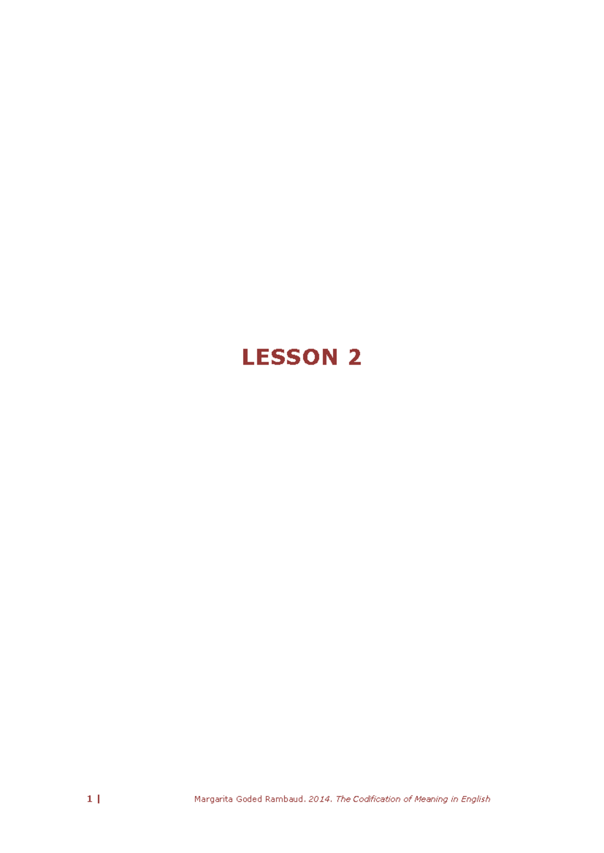 Unit 2 - Semantics Lesson: Basic Concepts & Approaches - Studocu
