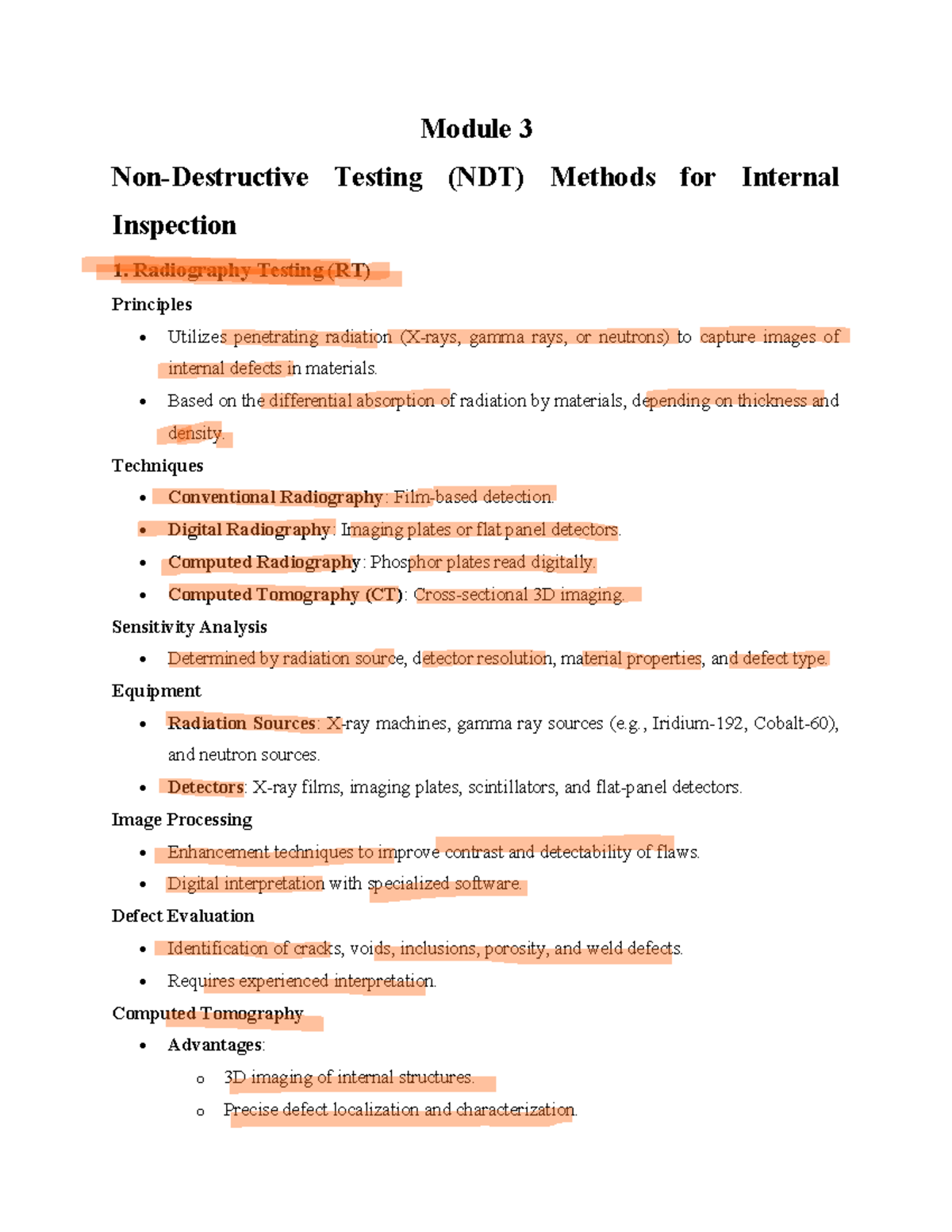NDT Module 3: Testing Methods for Internal Inspection Techniques - Studocu