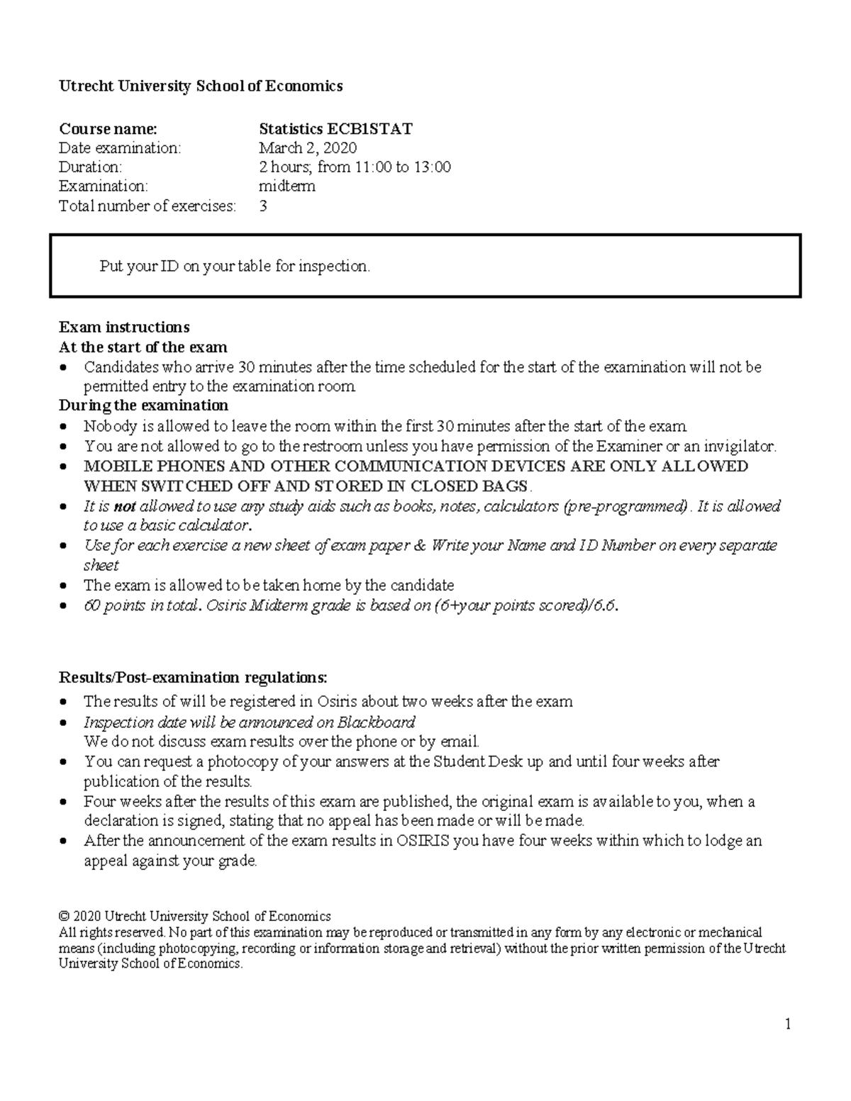 Stat 2020 Midterm Exam Details and Answer Guidelines - Studeersnel