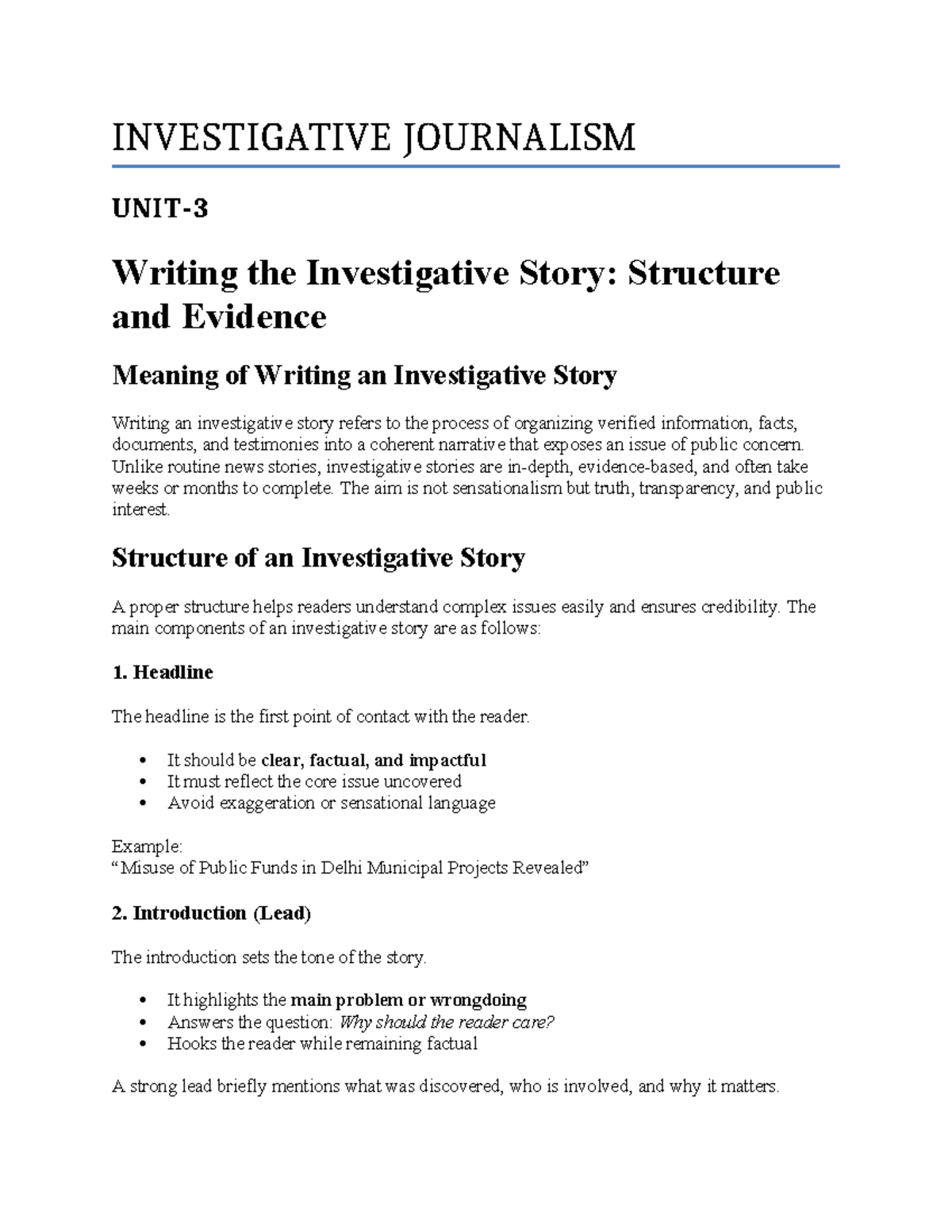 Investigative Journalism: Structure, Evidence, and Ethics in Reporting ...