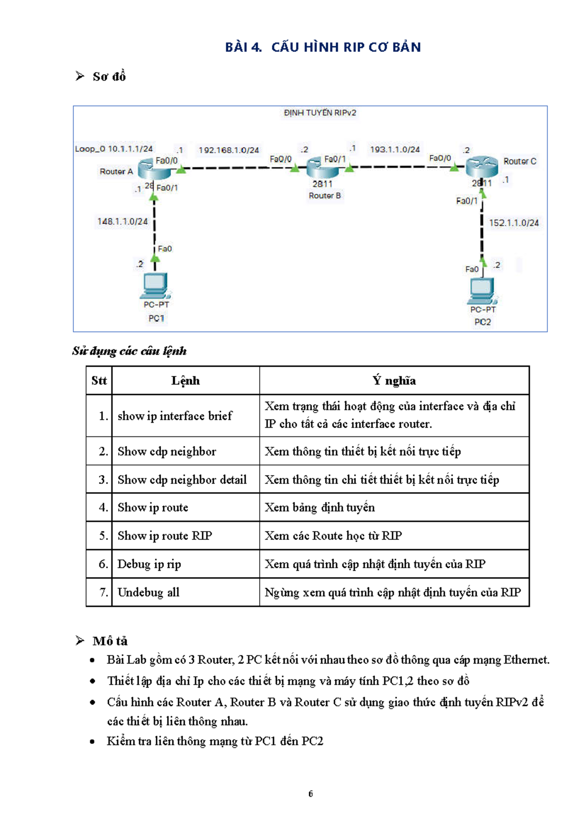 Cấu Hình RIPv2 Trên 3 Router - MMT4 Lab Guide - Studocu